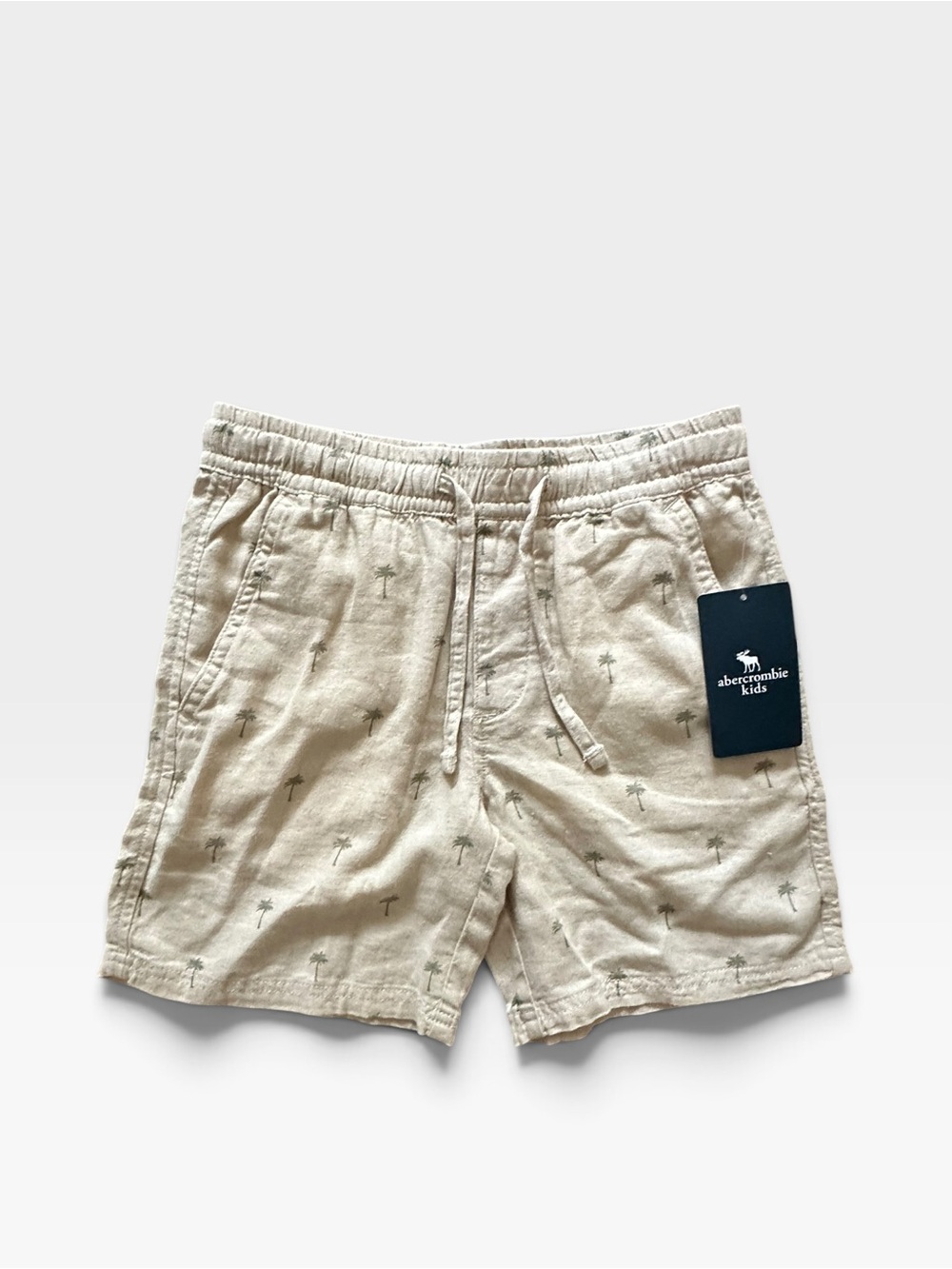abercrombie kids Beige Palm-Print Drawstring Shorts